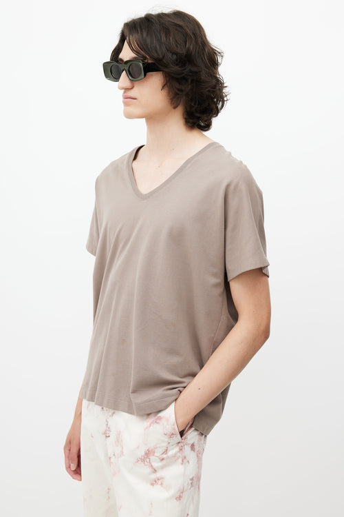 Dries Van Noten Brown V-Neck T-Shirt