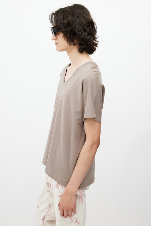 Dries Van Noten Brown V-Neck T-Shirt