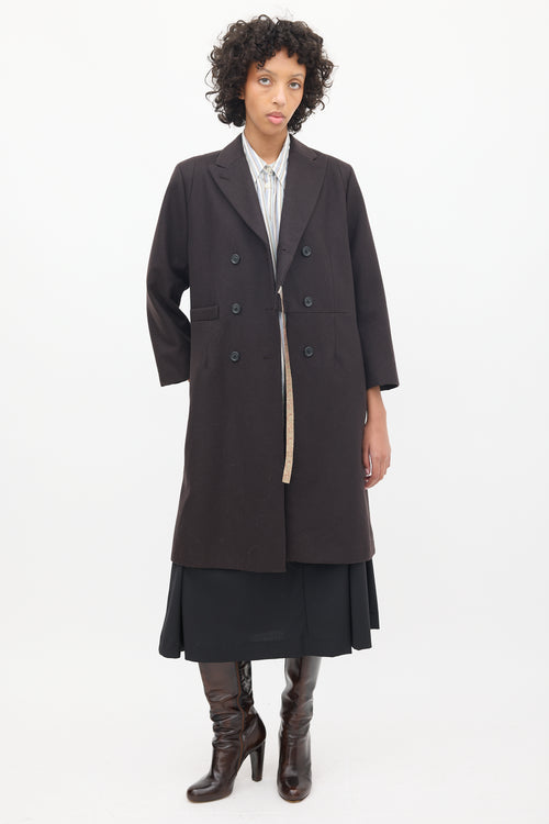 Dries Van Noten Brown Wool Double Breasted Coat