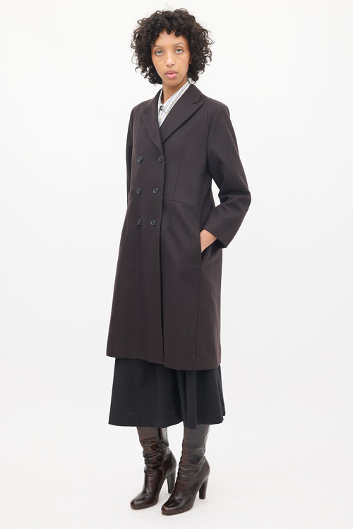 Dries Van Noten Brown Wool Double Breasted Coat