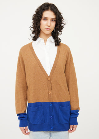 Dries Van Noten Brown 
Blue Button Long Sleeve Cardigan