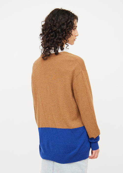 Dries Van Noten Brown 
Blue Button Long Sleeve Cardigan