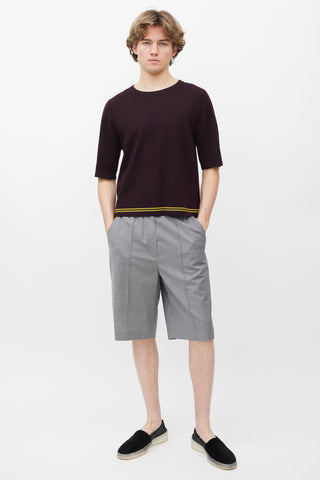 Dries Van Noten Burgundy Wool Knit Shirt