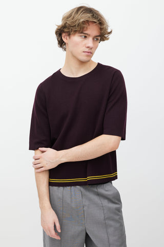 Dries Van Noten Burgundy Wool Knit Shirt