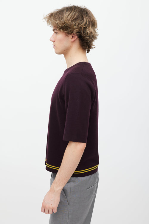 Dries Van Noten Burgundy Wool Knit Shirt