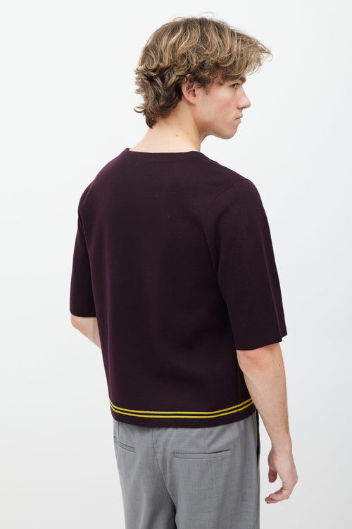 Dries Van Noten Burgundy Wool Knit Shirt