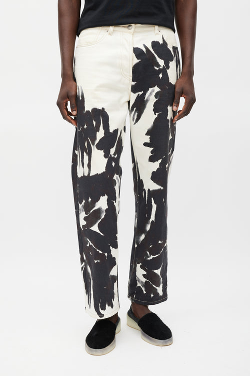 Dries Van Noten Cream 
Black Watercolour Jeans