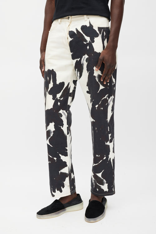 Dries Van Noten Cream 
Black Watercolour Jeans