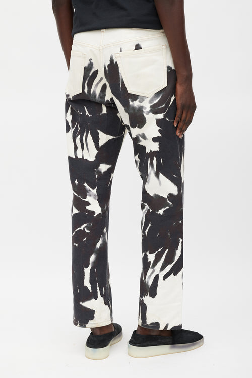 Dries Van Noten Cream 
Black Watercolour Jeans