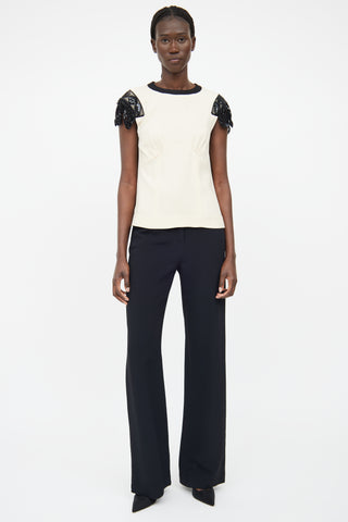 Dries Van Noten Cream Lace 
Sequin Top