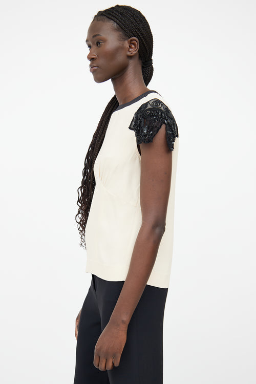 Dries Van Noten Cream Lace 
Sequin Top