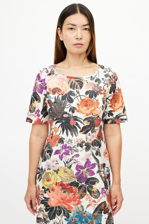 Dries Van Noten Cream 
Multicolour Floral Dress