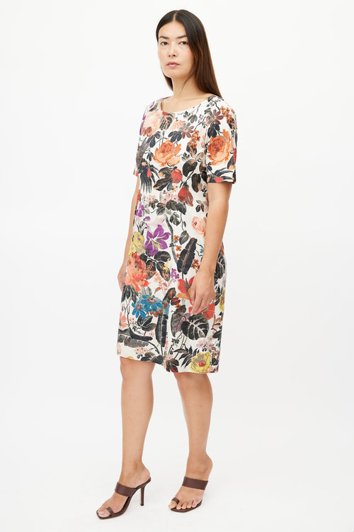 Dries Van Noten Cream 
Multicolour Floral Dress