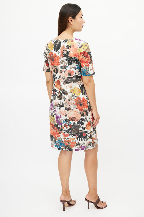 Dries Van Noten Cream 
Multicolour Floral Dress