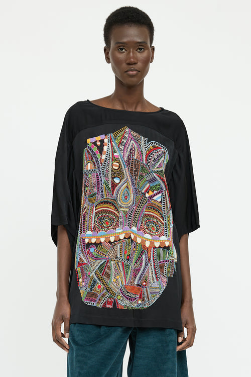 Dries Van Noten Black Embroidered Tunic Top