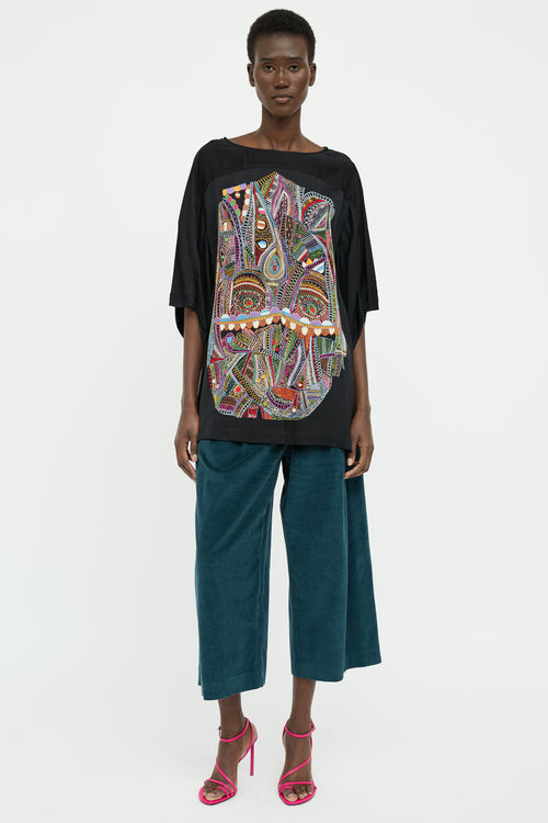 Dries Van Noten Black Embroidered Tunic Top