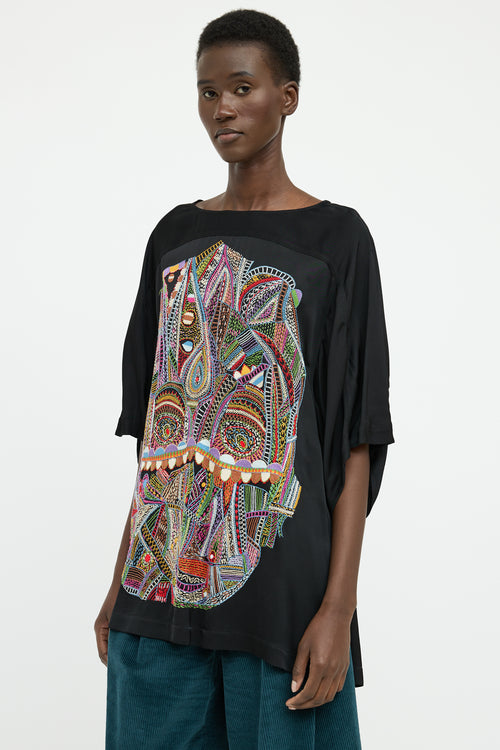 Dries Van Noten Black Embroidered Tunic Top