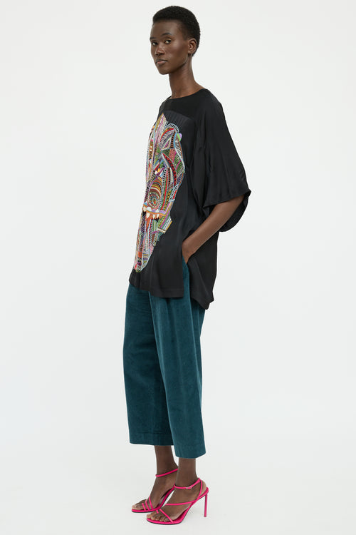 Dries Van Noten Black Embroidered Tunic Top