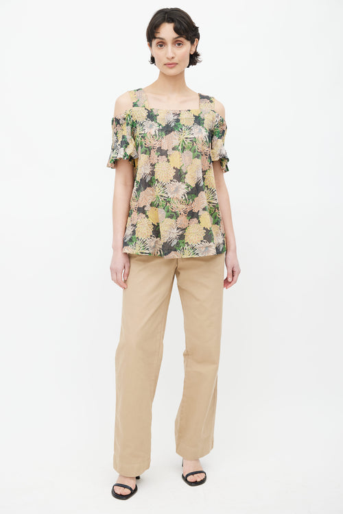 Dries Van Noten Multicolour Floral Off Shoulder Blouse