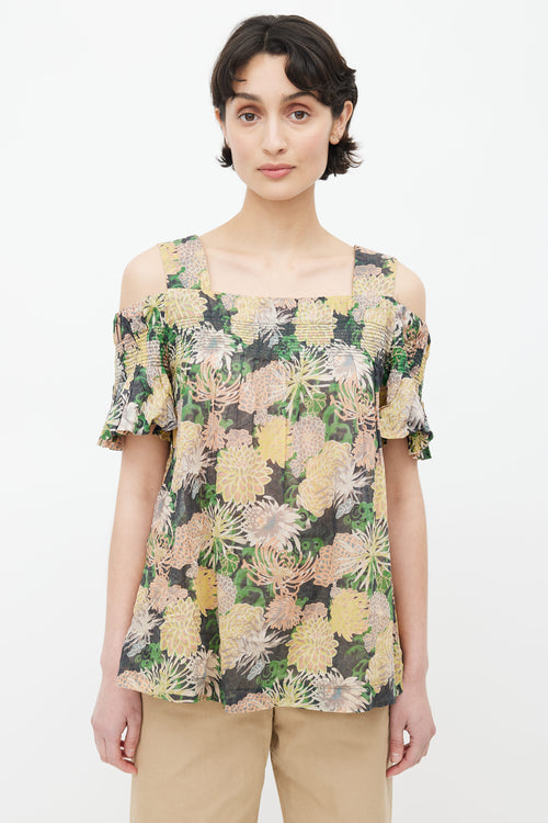 Dries Van Noten Multicolour Floral Off Shoulder Blouse