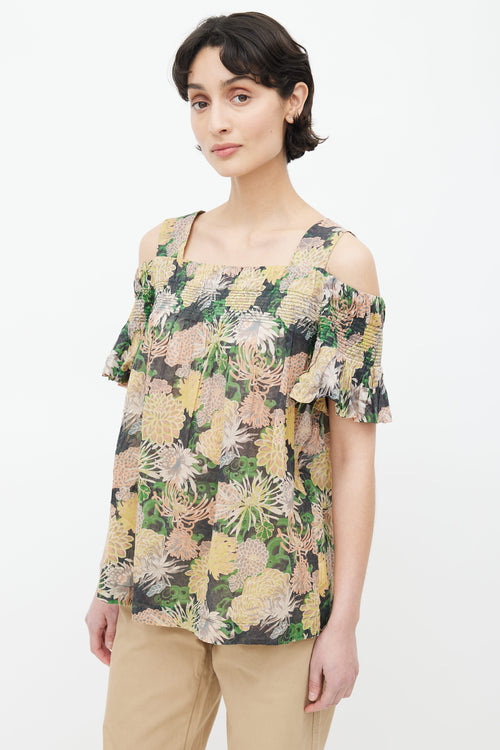 Dries Van Noten Multicolour Floral Off Shoulder Blouse