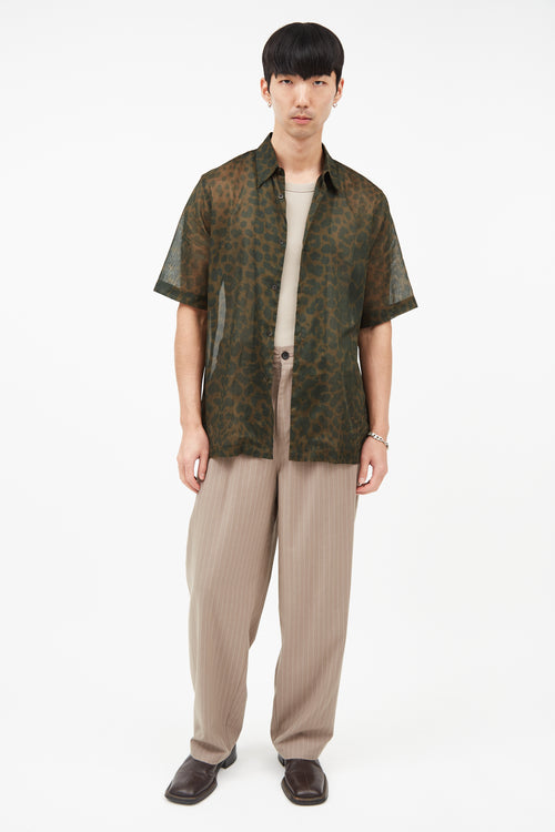 Dries Van Noten Green 
Brown Print Shirt