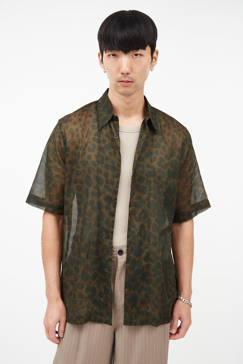 Dries Van Noten Green 
Brown Print Shirt