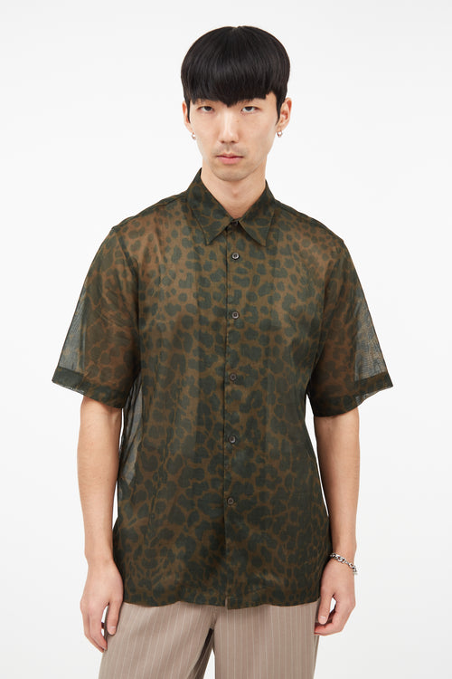 Dries Van Noten Green 
Brown Print Shirt