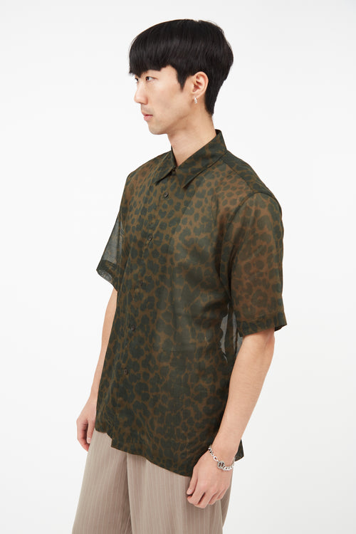 Dries Van Noten Green 
Brown Print Shirt