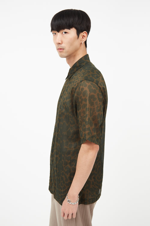 Dries Van Noten Green 
Brown Print Shirt