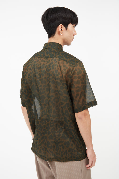 Dries Van Noten Green 
Brown Print Shirt