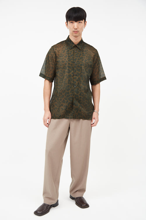 Dries Van Noten Green 
Brown Print Shirt