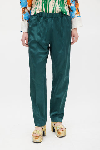 Dries Van Noten Green Cotton Tapered Trouser