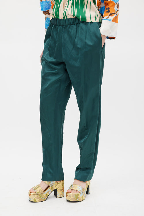 Dries Van Noten Green Cotton Tapered Trouser