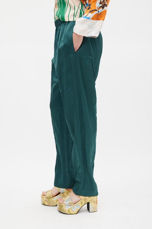 Dries Van Noten Green Cotton Tapered Trouser