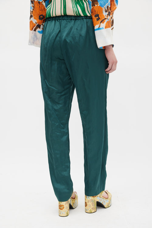 Dries Van Noten Green Cotton Tapered Trouser