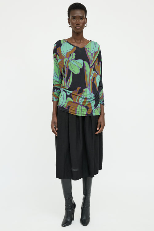 Dries Van Noten Green Multi Colour Long Sleeve Top