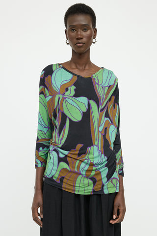 Dries Van Noten Green Multi Colour Long Sleeve Top