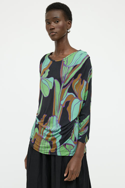 Dries Van Noten Green Multi Colour Long Sleeve Top