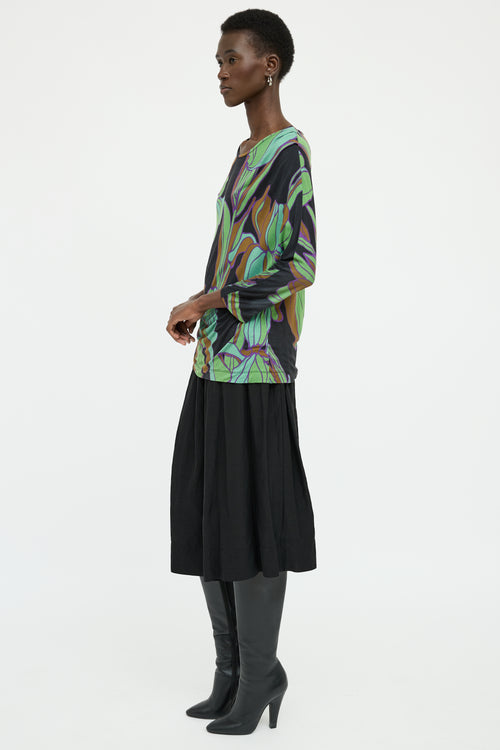 Dries Van Noten Green Multi Colour Long Sleeve Top