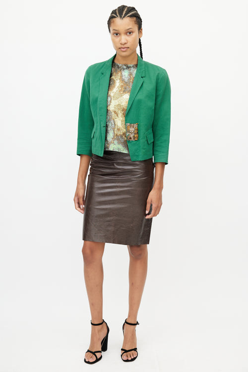 Dries Van Noten Green 
Multicolour Beaded Blazer