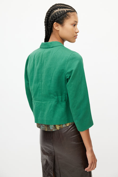 Dries Van Noten Green 
Multicolour Beaded Blazer