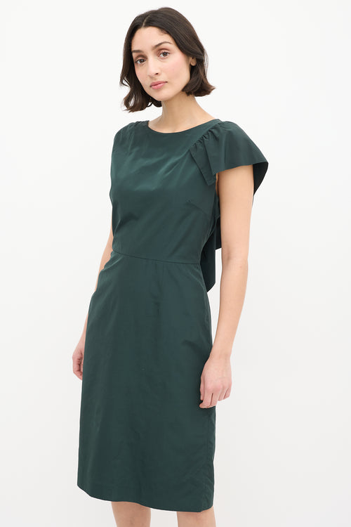 Dries Van Noten Green Nylon 
Cotton Ruffle Dress