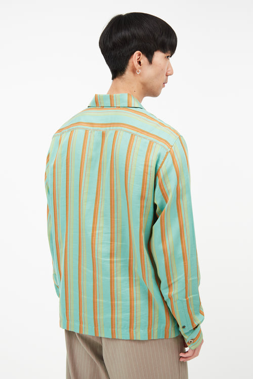 Dries Van Noten Green 
Orange Striped Shirt