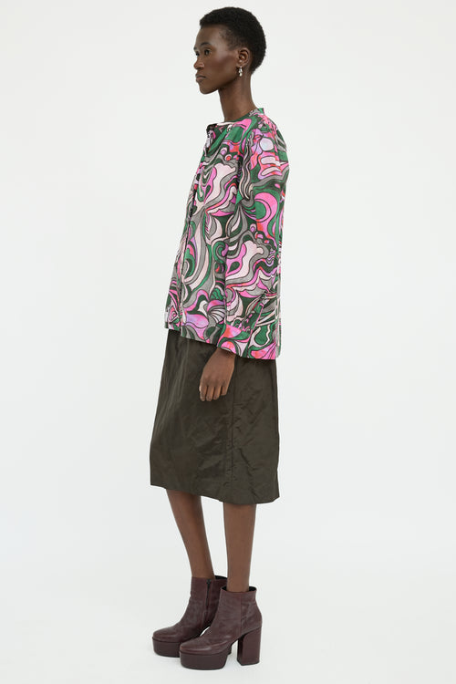 Dries Van Noten Green Multi Colour Long Sleeve Top