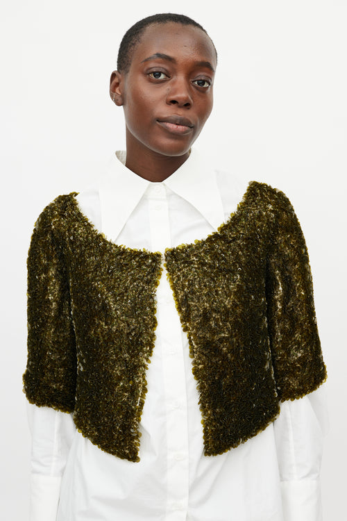 Dries Van Noten Green Sequin Cropped Jacket