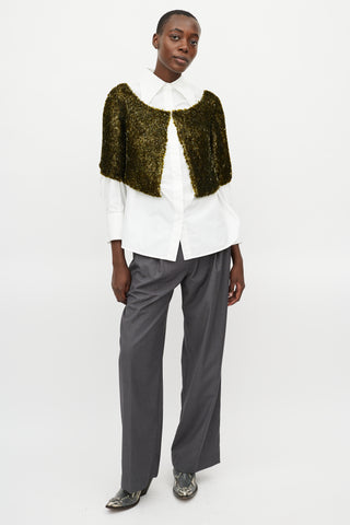 Dries Van Noten Green Sequin Cropped Jacket