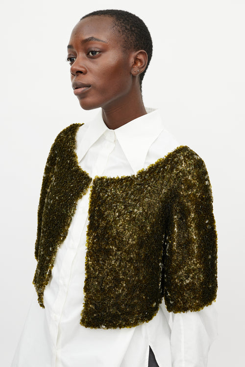 Dries Van Noten Green Sequin Cropped Jacket