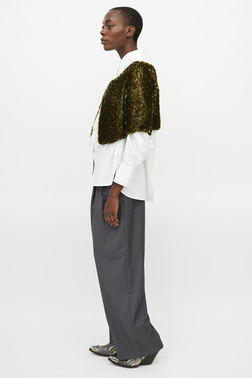 Dries Van Noten Green Sequin Cropped Jacket