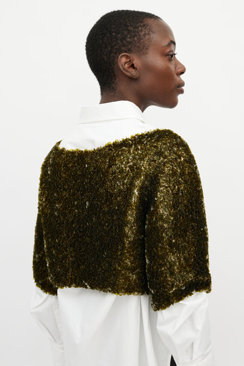 Dries Van Noten Green Sequin Cropped Jacket